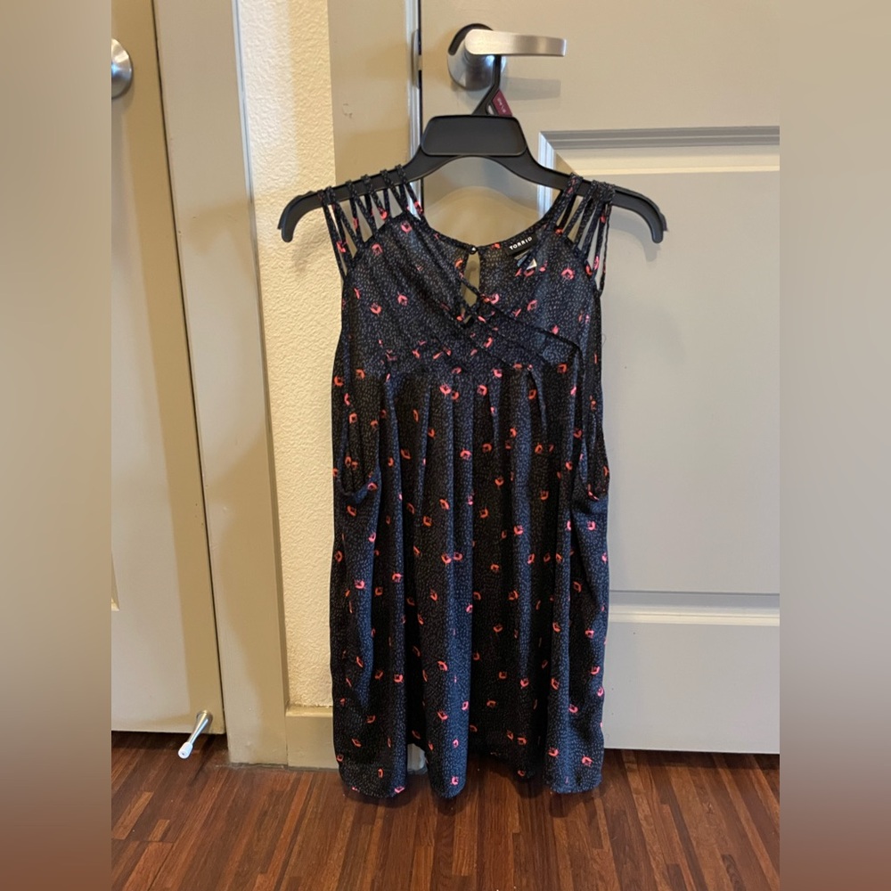 Torrid Blue Blouse/Tank with Pink Floral Accents